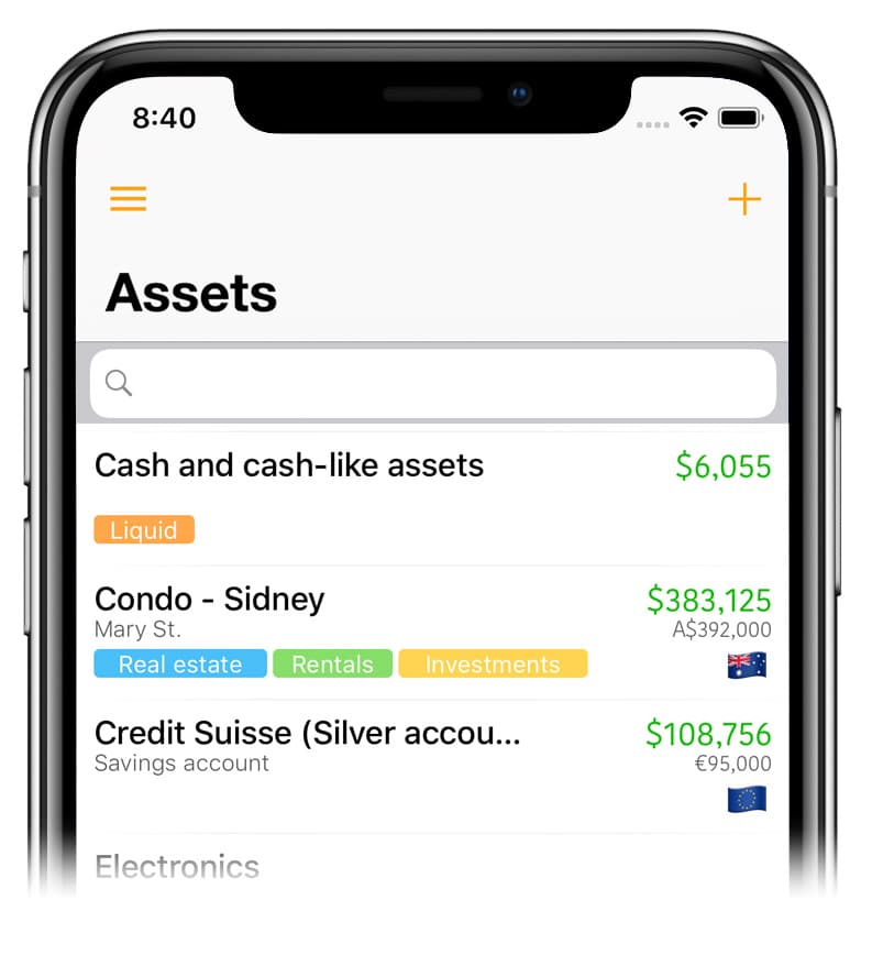 Net Worth assets and liabilities