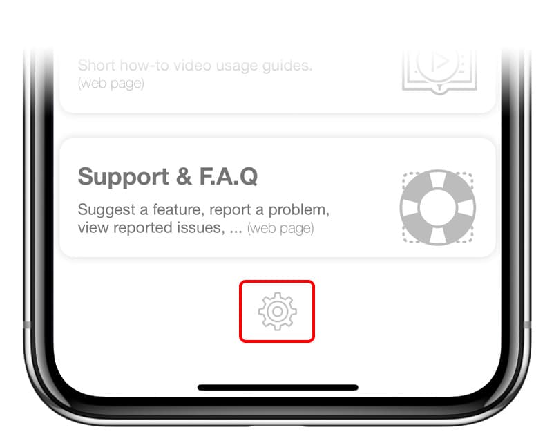 Configurable panels settings button