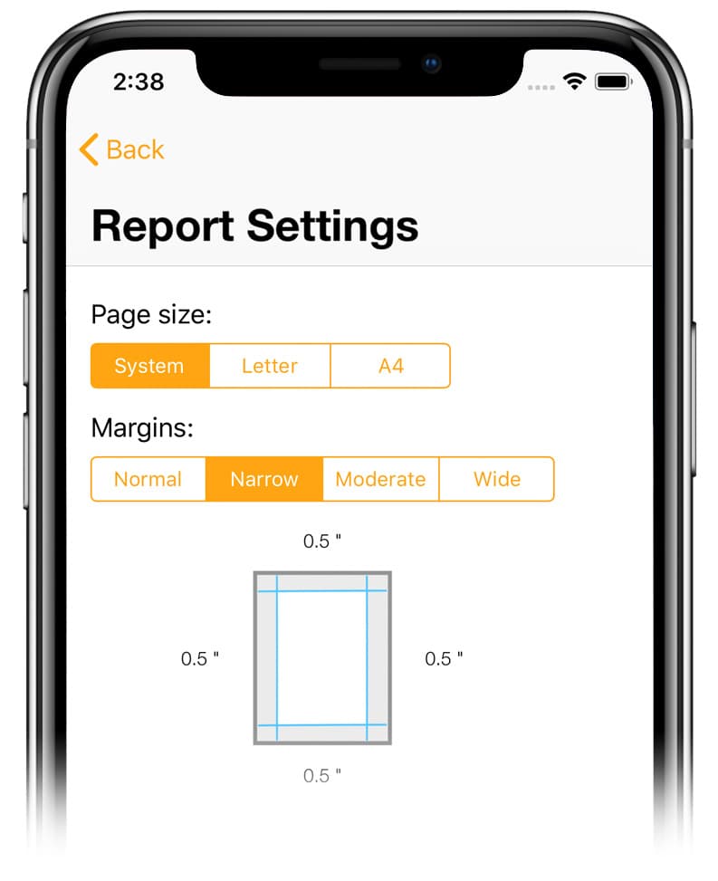 Page size and margin type