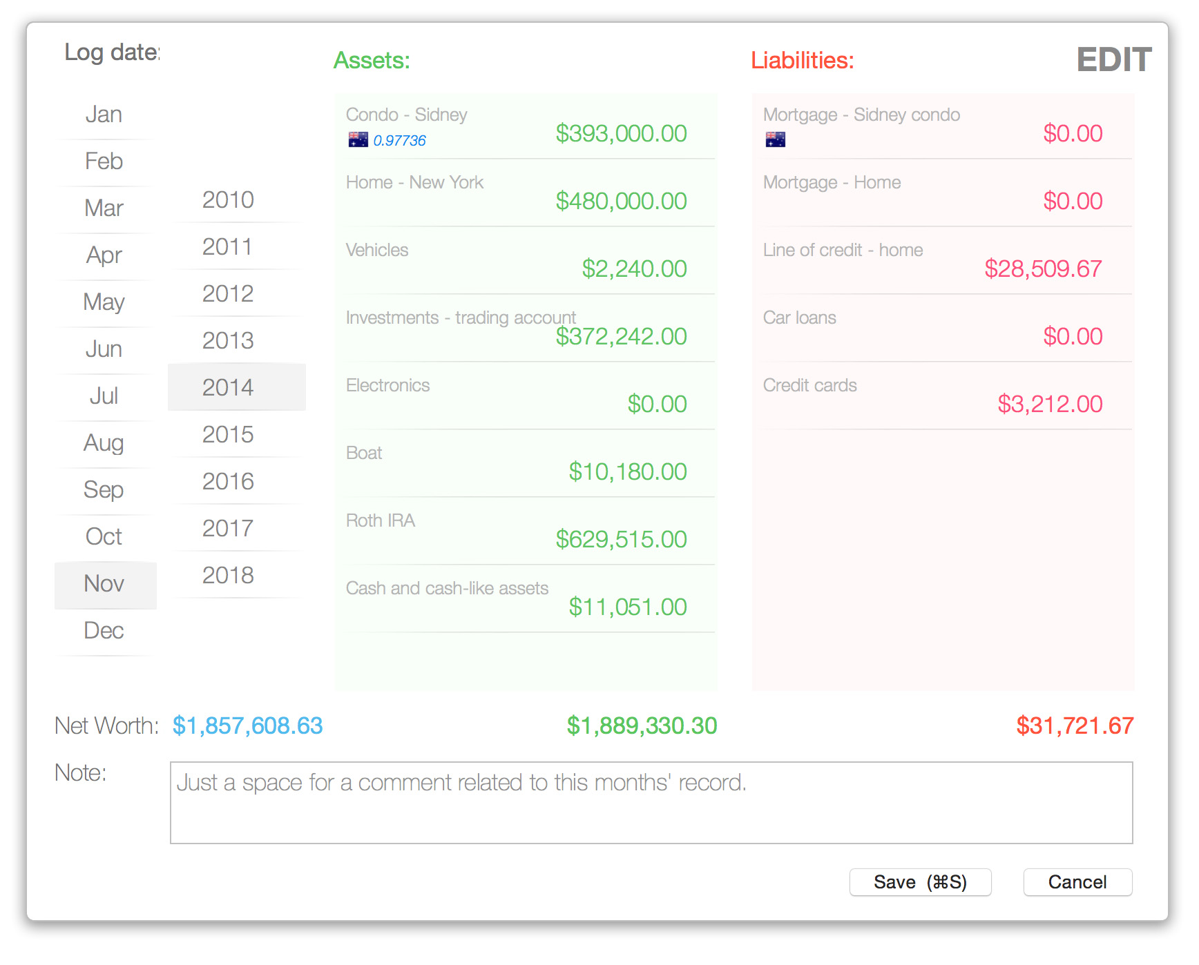 net worth pro data entry